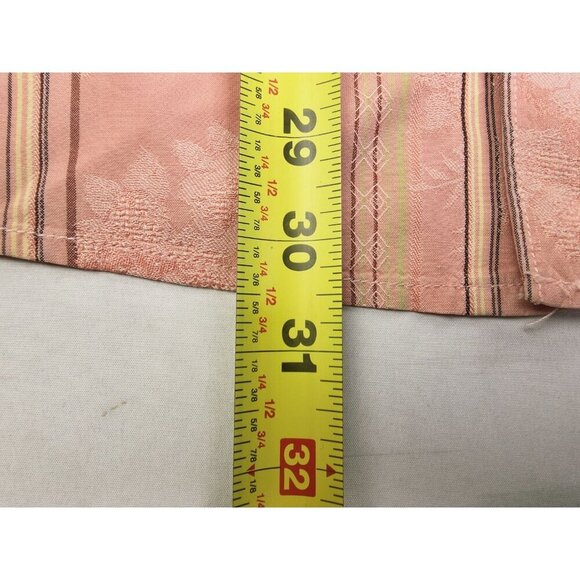 Tommy Bahama Size Medium Mens Salmon Strip Silk Blend Logo Tag Long Sleeve Shirt - Picture 10 of 12